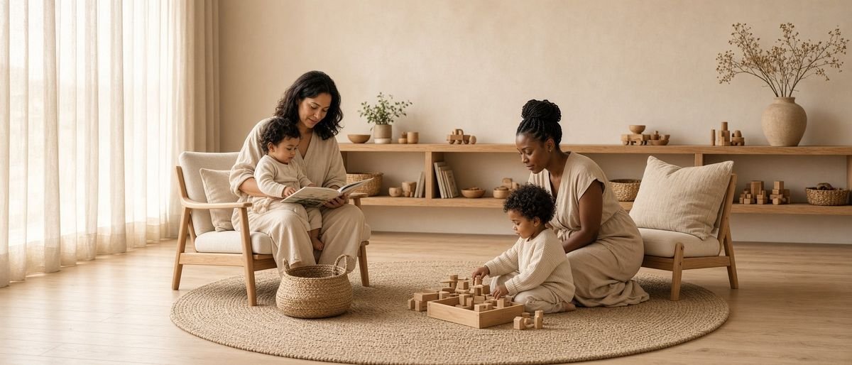 Mothers and children in the Little VIP Club, a few steps from the reformer room